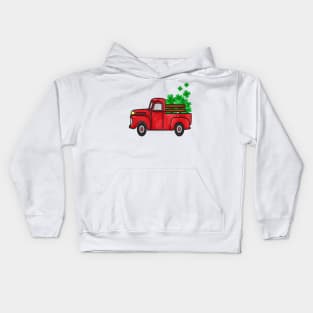 St Patricks Day Truck Shamrock Kids Hoodie